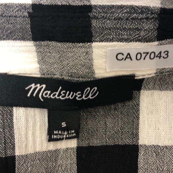 Madewell Black/White Gingham Peplum Short Sleeve Button Down Shirt Size S - Picture 11 of 13
